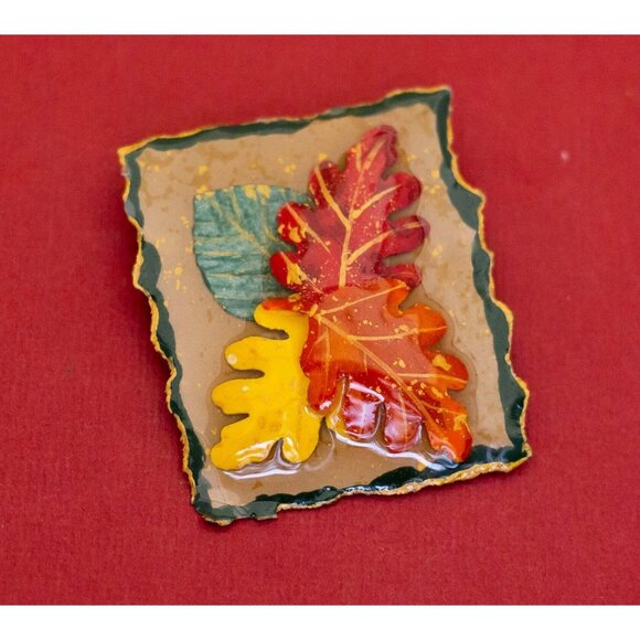 Vintage Seasons Leaves Brooch - F31 - Picture 1 of 2